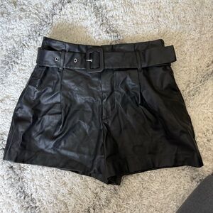 Zara Leather Shorts w/ Belt - Size Small